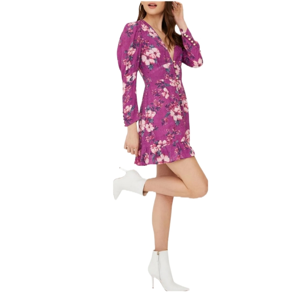 Rahi Wren Reese Long Sleeve Multicolored Floral V-Neck Minidress